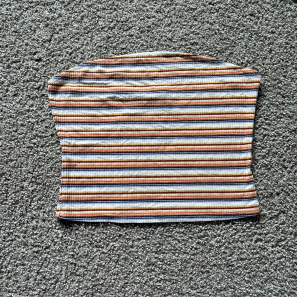 Garage Striped Tube Top Sz L Cropped Stripes Retro Strapless Y2K Minimalist Snug - Picture 1 of 7